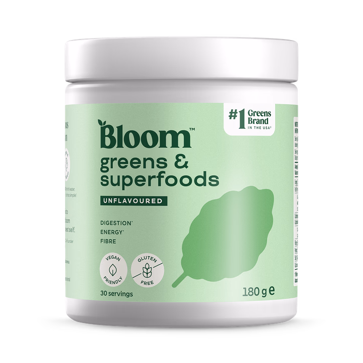 Bloom Nutrition greens and superfoods powder jar product shot 2026